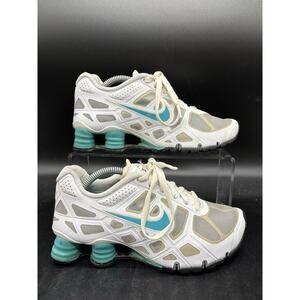 Nike Shox Turbo Youth 4Y Women's 5.5 White Turquoise Athletic Shoe 454371-005